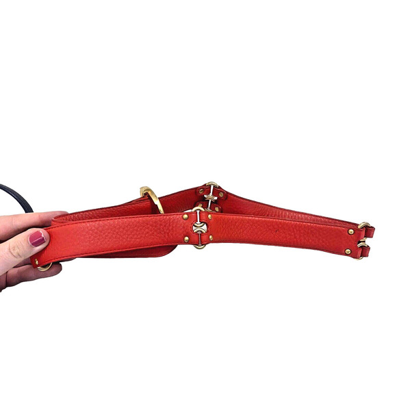 Cole Haan Coral Orange Red Belt Medium Leather Gold Hardware Womens Genuine EUC - Picture 6 of 6